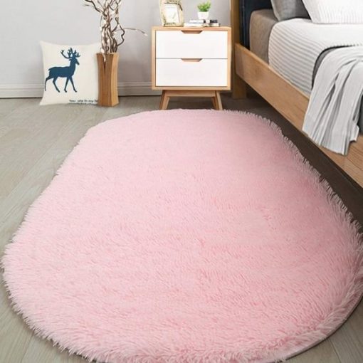 Thảm phòng ngủ màu hồng hình Elip