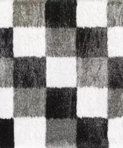 Thảm trải sàn trang trí hình vuông đen trắng S0016-3