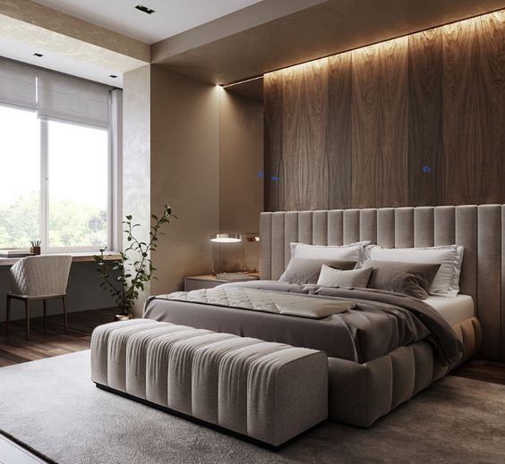 Hình ảnh phòng ngủ sử dụng tấm ốp tường giả gỗ